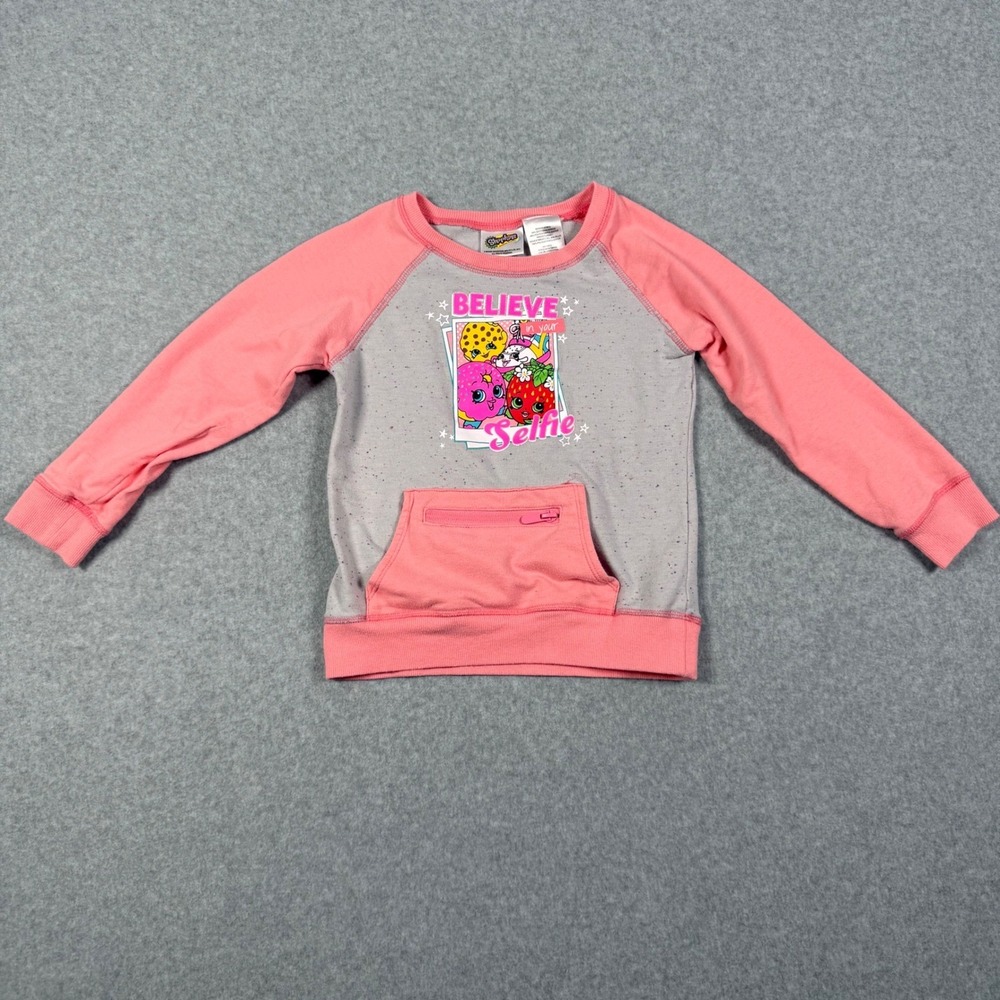 Shopkins Girls Believe In Your Selfie Sweatshirt Pink Grey Size M 7/8 614794PKM